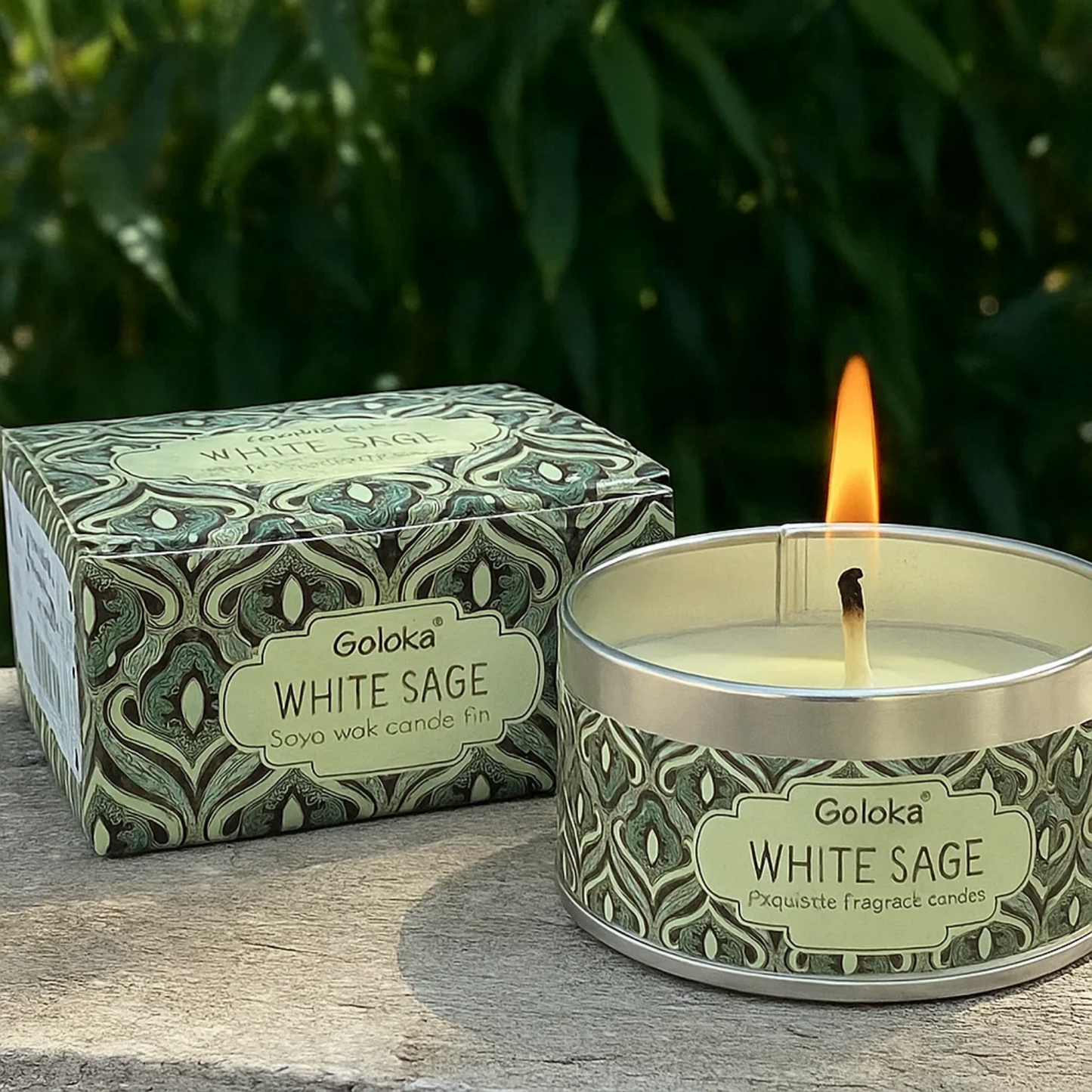 Goloka White Sage sojawas kaars in blik