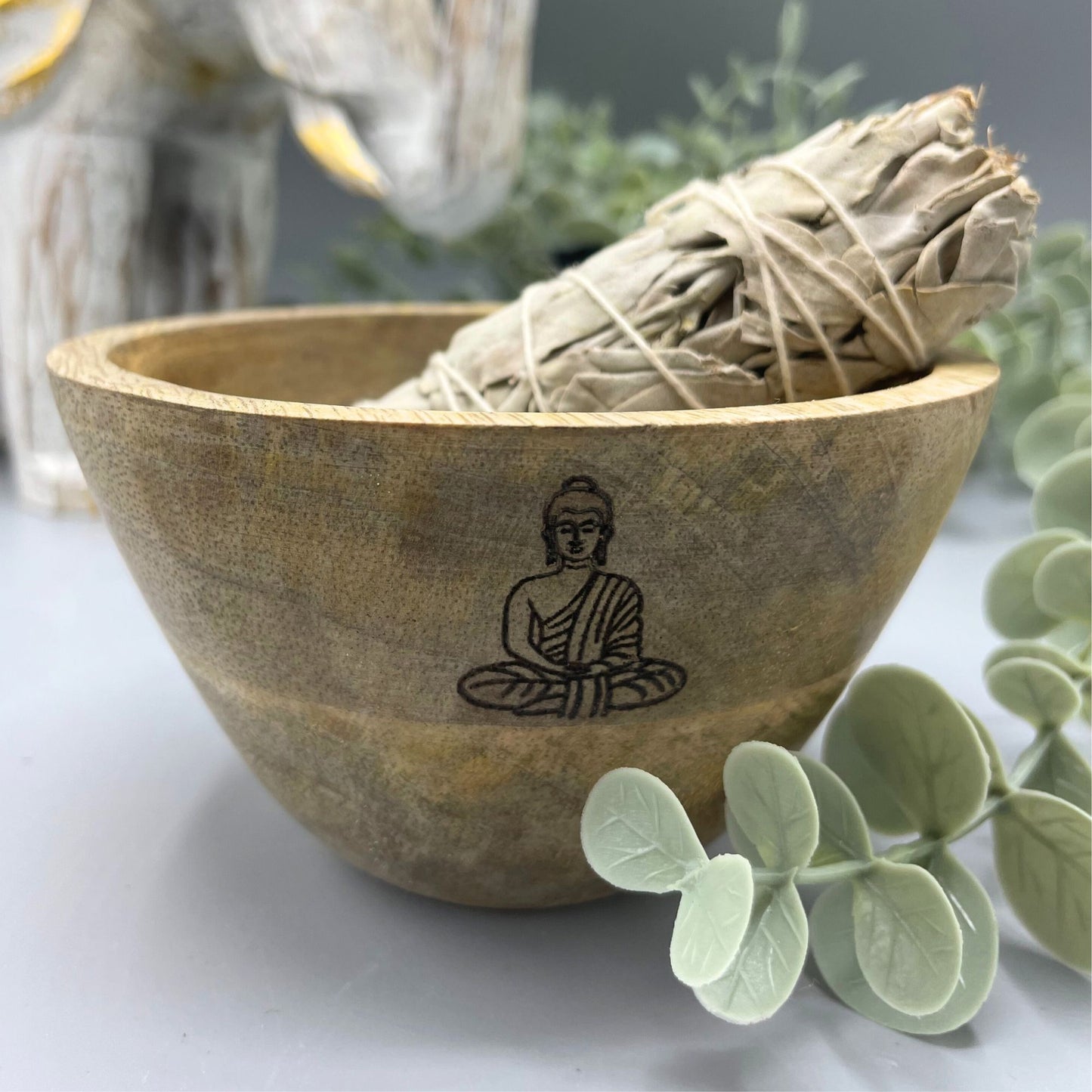 Houten Smudge & Rituele Offerkom - Boeddha 12x7cm