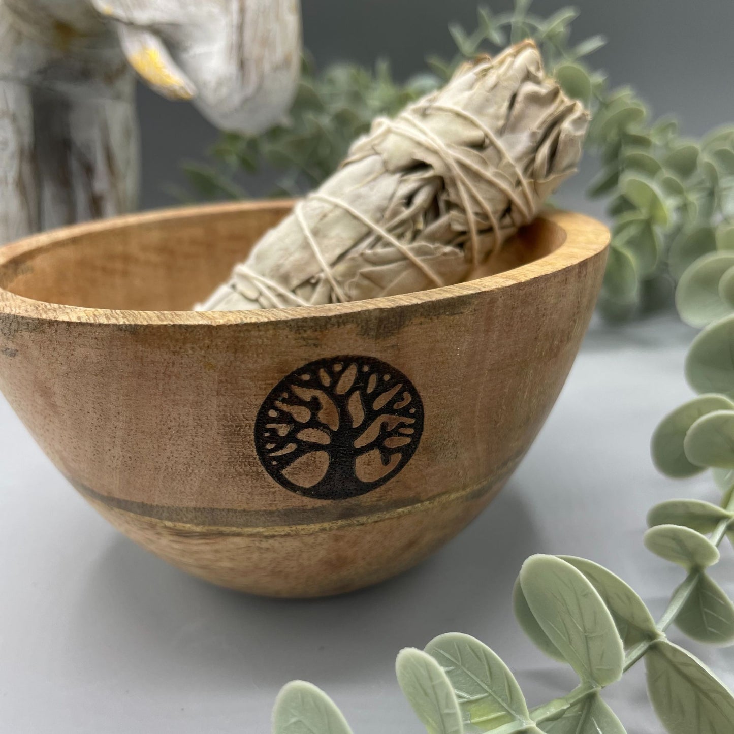 Houten Smudge & Rituele Offerkom - Levensboom 12x7cm