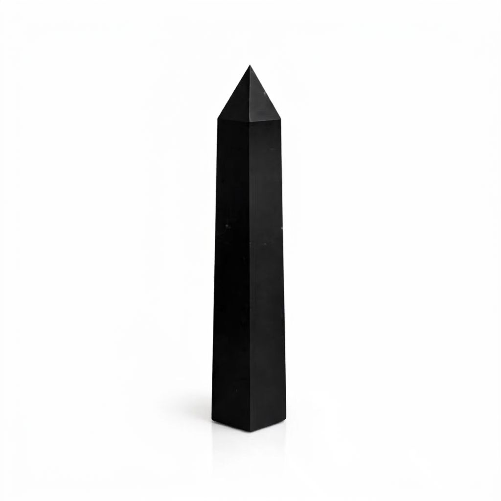 Zwarte Toermalijn Obelisk Punt – Zes Vlakken (ca. 17 cm)