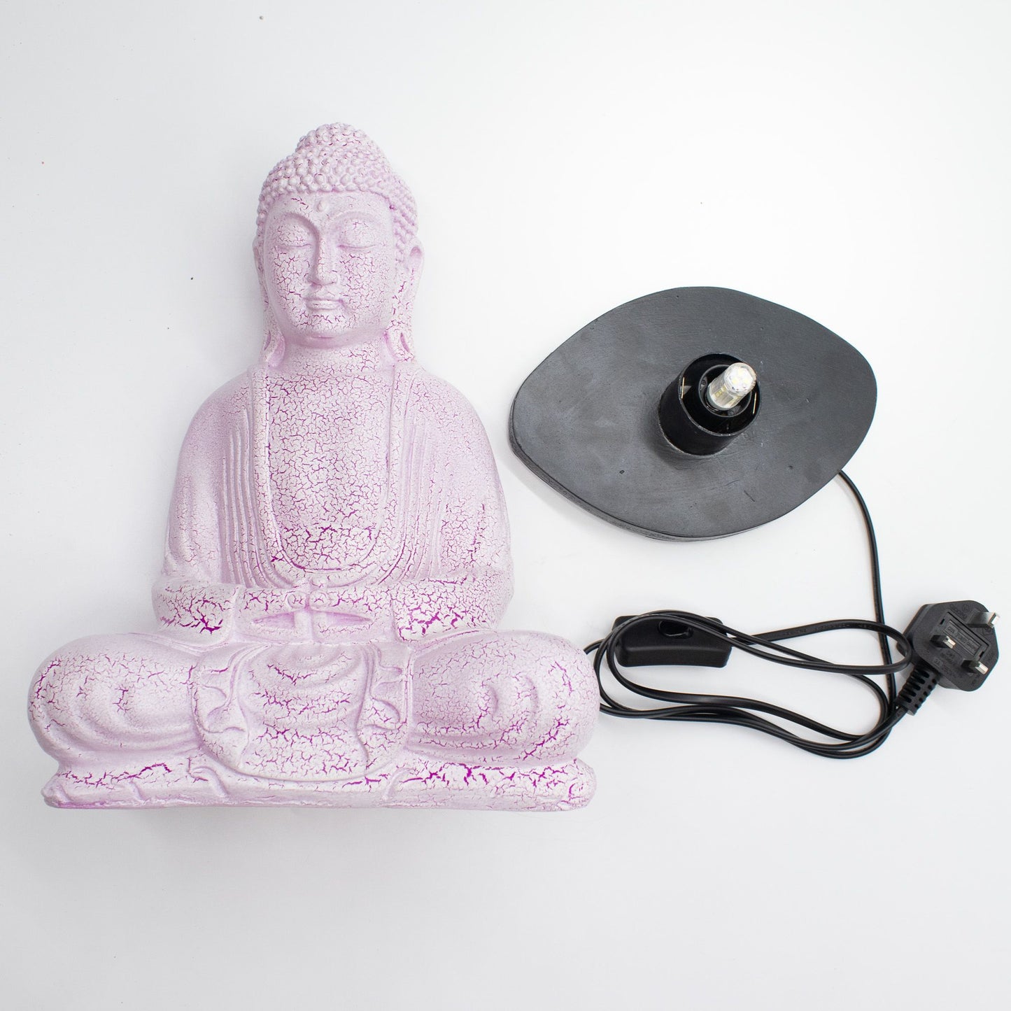 Meditatie Boeddha Lamp – Kersrood Craquelé | Ovaal Voetstuk