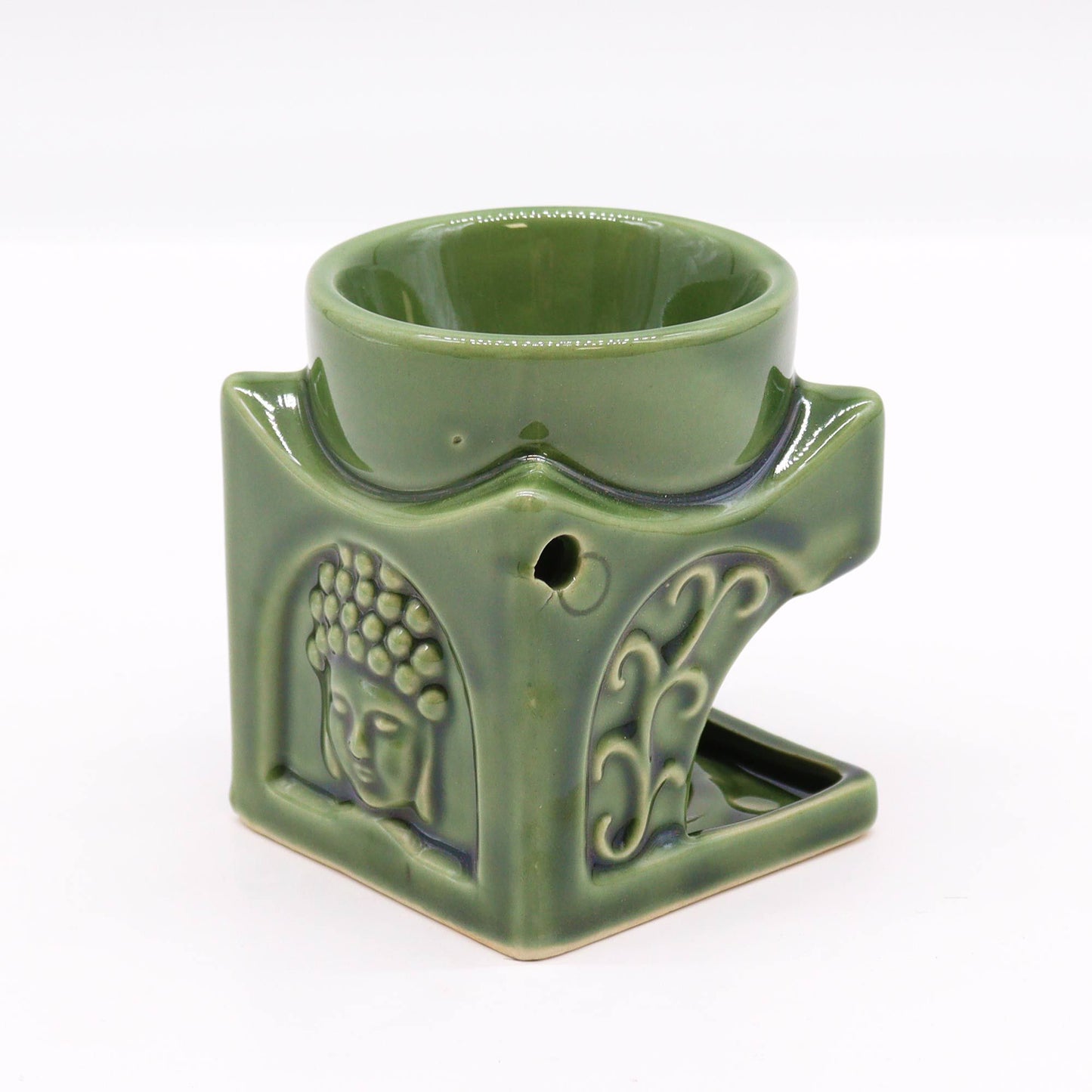 Vierkante Buddha Brander - Donker Jade
