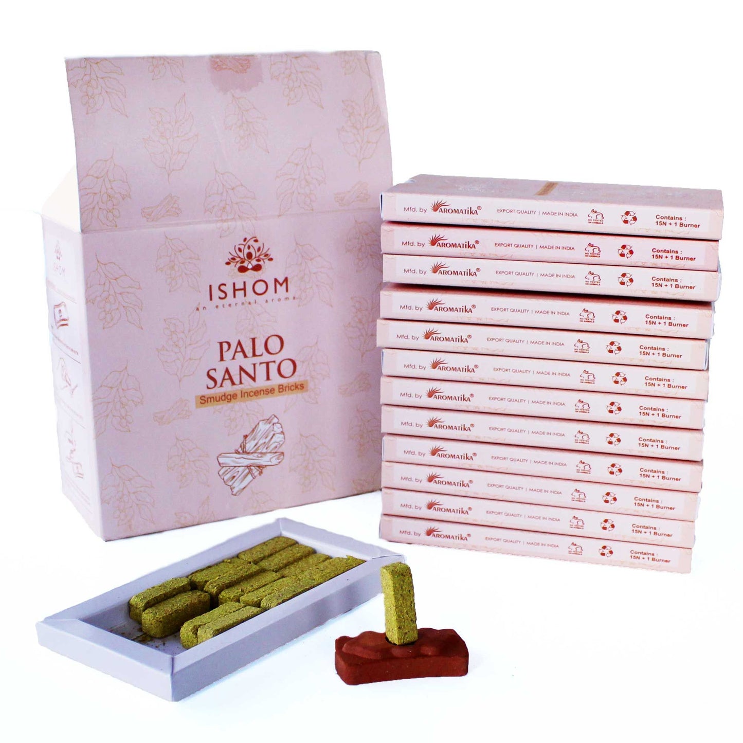 Natuurlijke Wierook Smudge Bricks met Brander – Palo Santo (15 stuks)
