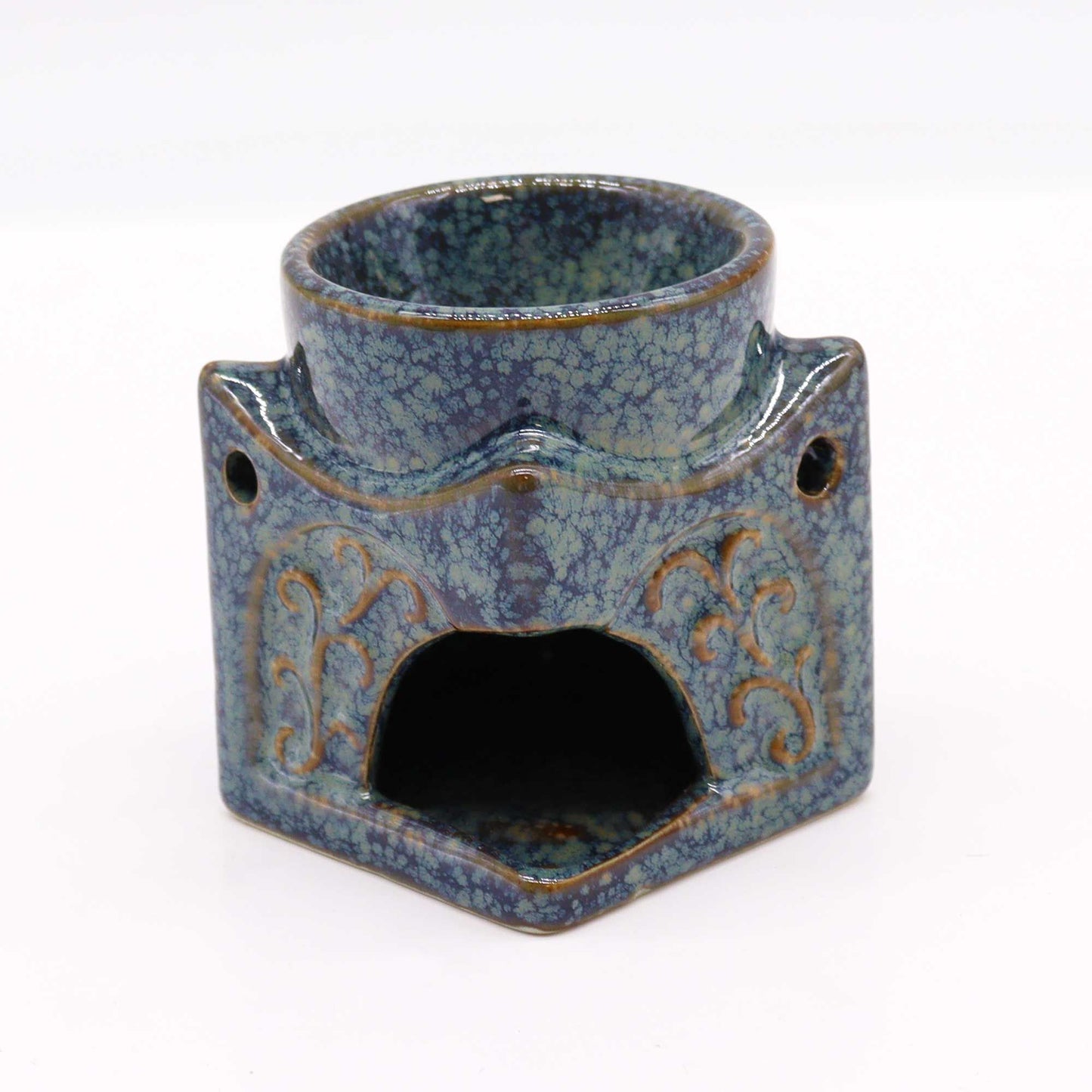 Vierkante Buddha Brander - Antiek Blauw