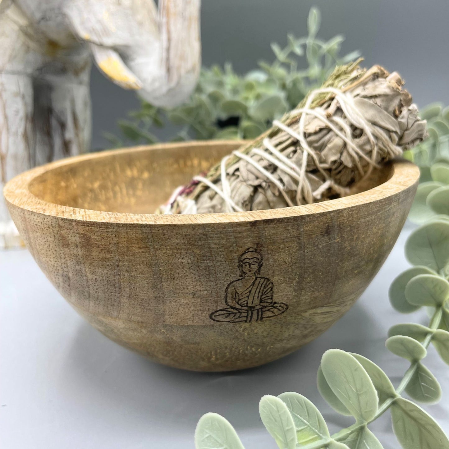 Houten Smudge & Rituele Offerkom - Boeddha 14x7cm
