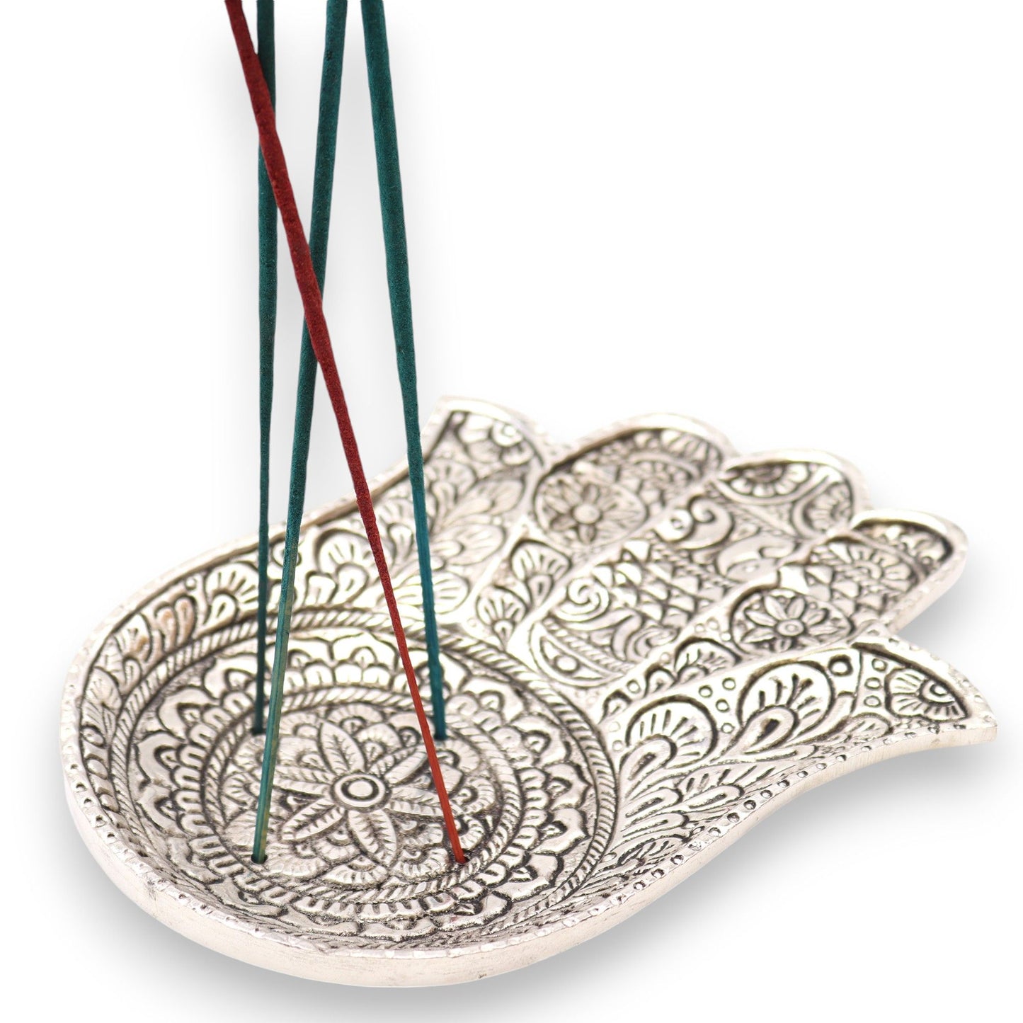 Gepolijst Aluminium Grote Hamsa Wierookhouder 18x13cm
