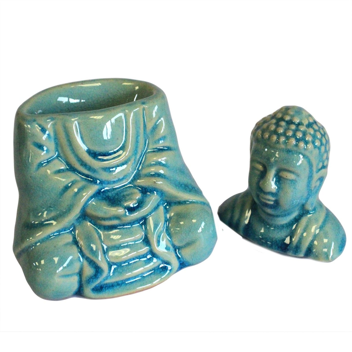 Zittende Buddha Oliebrander - Blauw