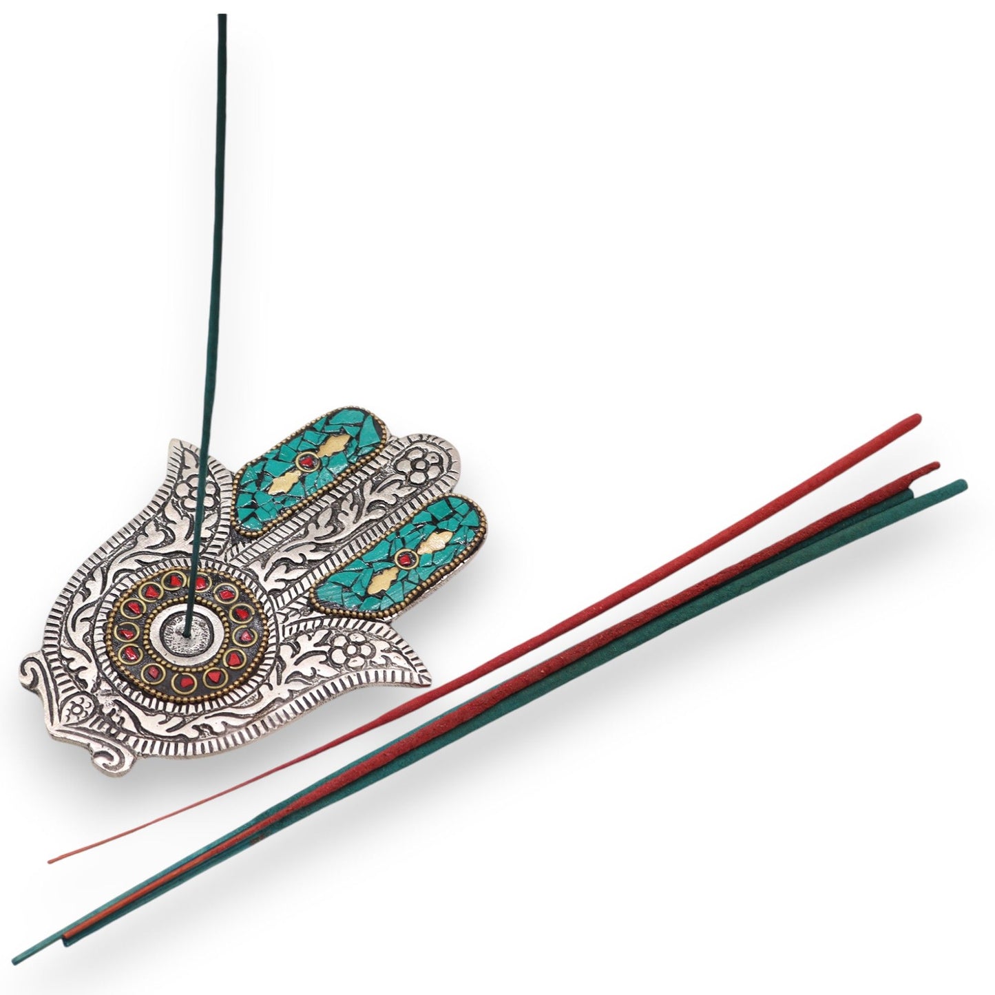 Groene Kleine Hamsa Wierookhouder 13x5,5cm