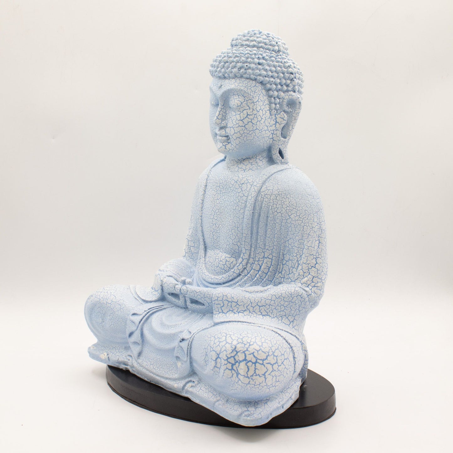 Meditatie Boeddha Lamp – Hemelsblauw Craquelé | Ovaal Voetstuk