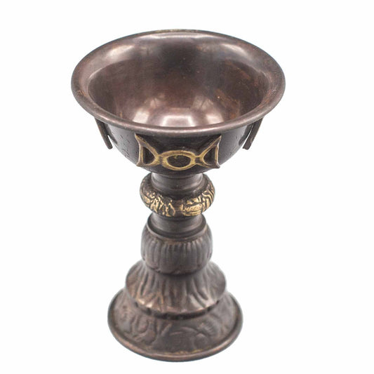 Antiek Koperen Rituele Kelk – Drievoudige Maan | 8x13cm