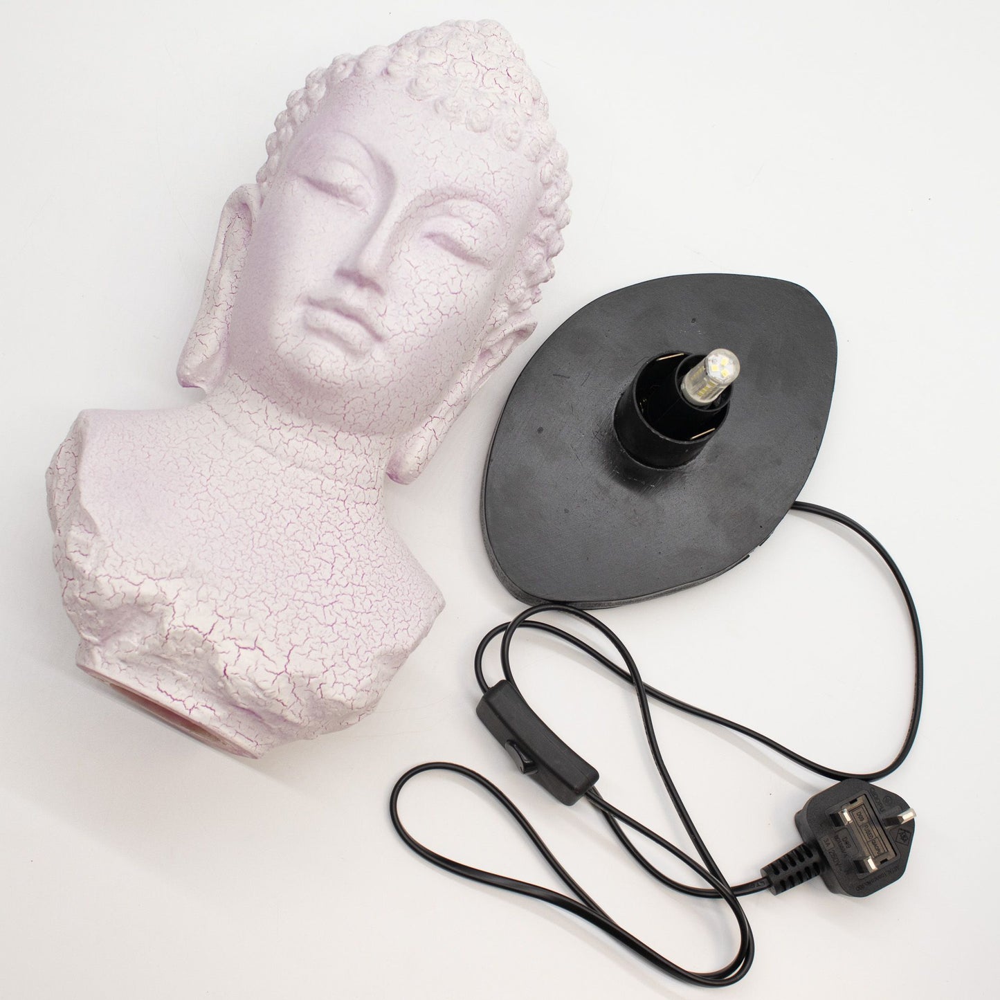 Boeddha Buste Lamp – Kersrood Craquelé | Ovaal Voetstuk