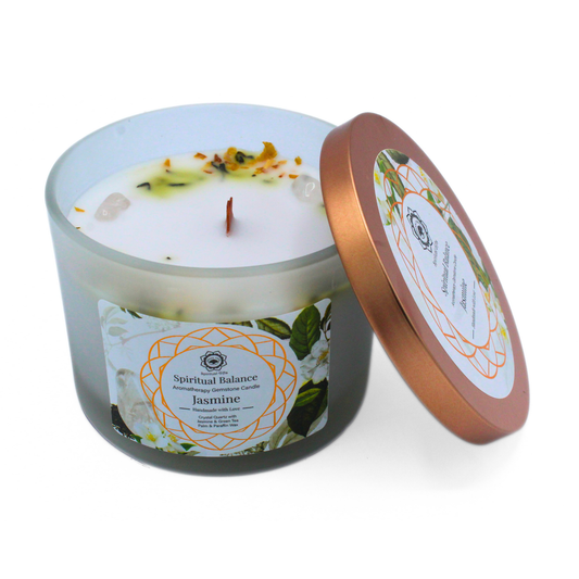 Green Tree Geurkaars met Edelstenen Spirituele Balans Jasmijn 256 g