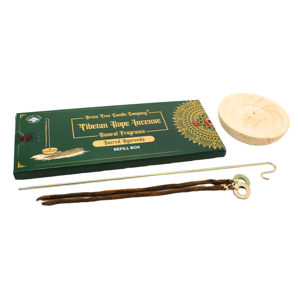 Green Tree koordwierook Sacred Ayurveda met houder