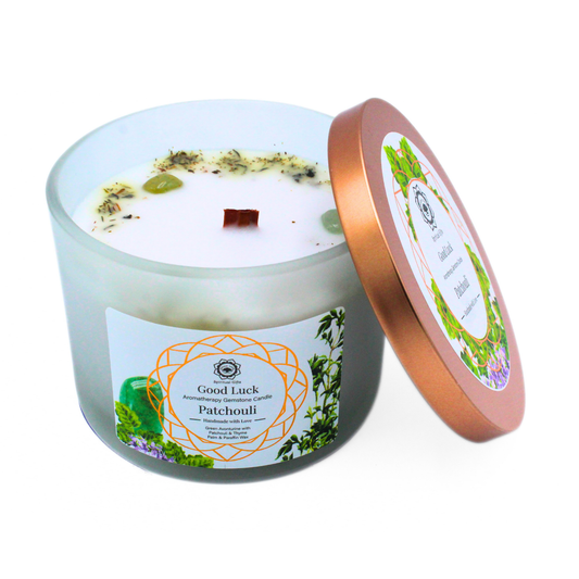 Green Tree geurkaars met edelstenen Good Luck Patchouli 256 g