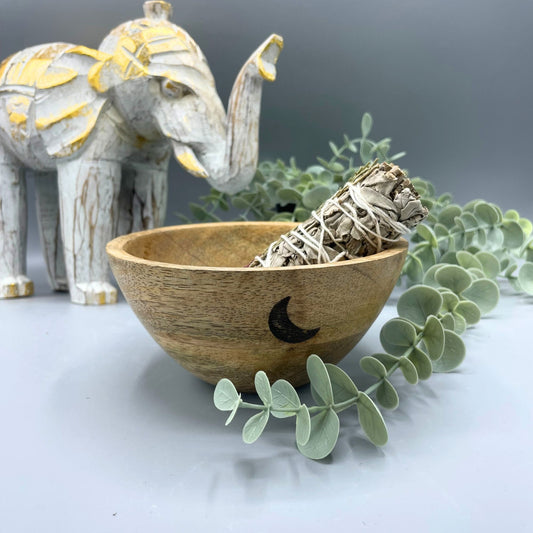 Houten Smudge & Rituele Offerkom - Drie Manen 14x7cm