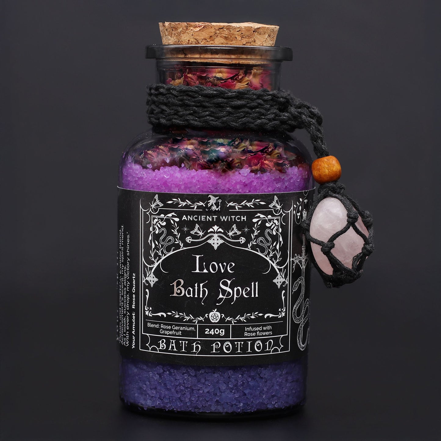 Ancient Witch Bath Spell Potion – Love | Liefde & Harmonie met Rozenkwarts Amulet
