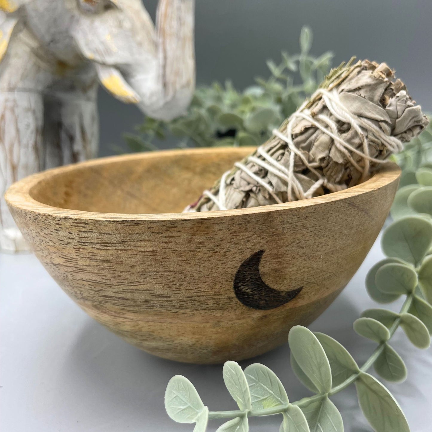 Houten Smudge & Rituele Offerkom - Drie Manen 14x7cm