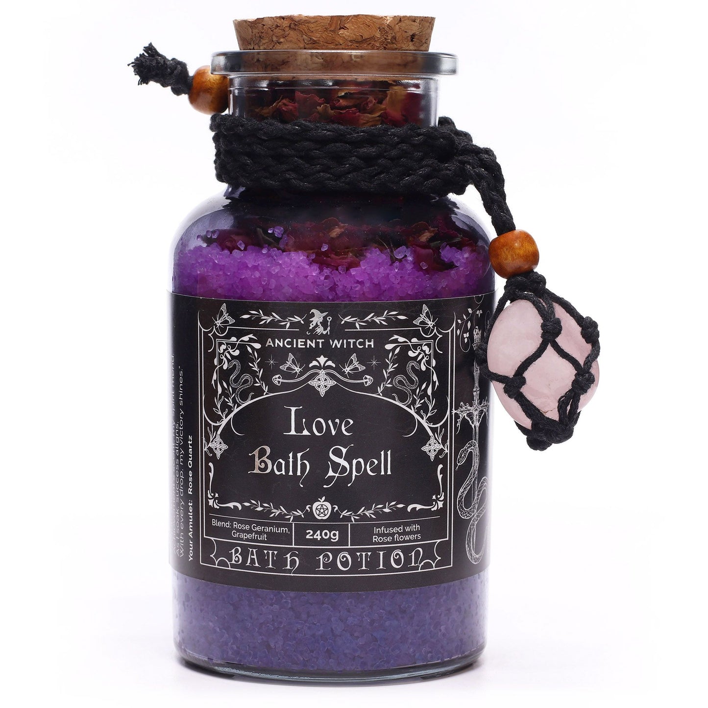 Ancient Witch Bath Spell Potion – Love | Liefde & Harmonie met Rozenkwarts Amulet