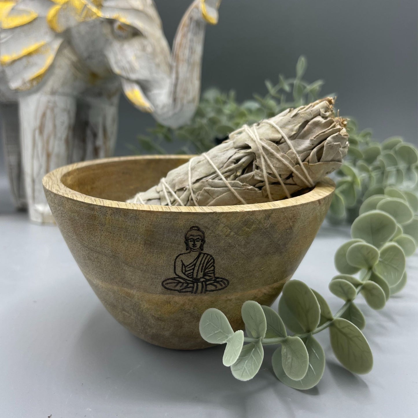 Houten Smudge & Rituele Offerkom - Boeddha 12x7cm