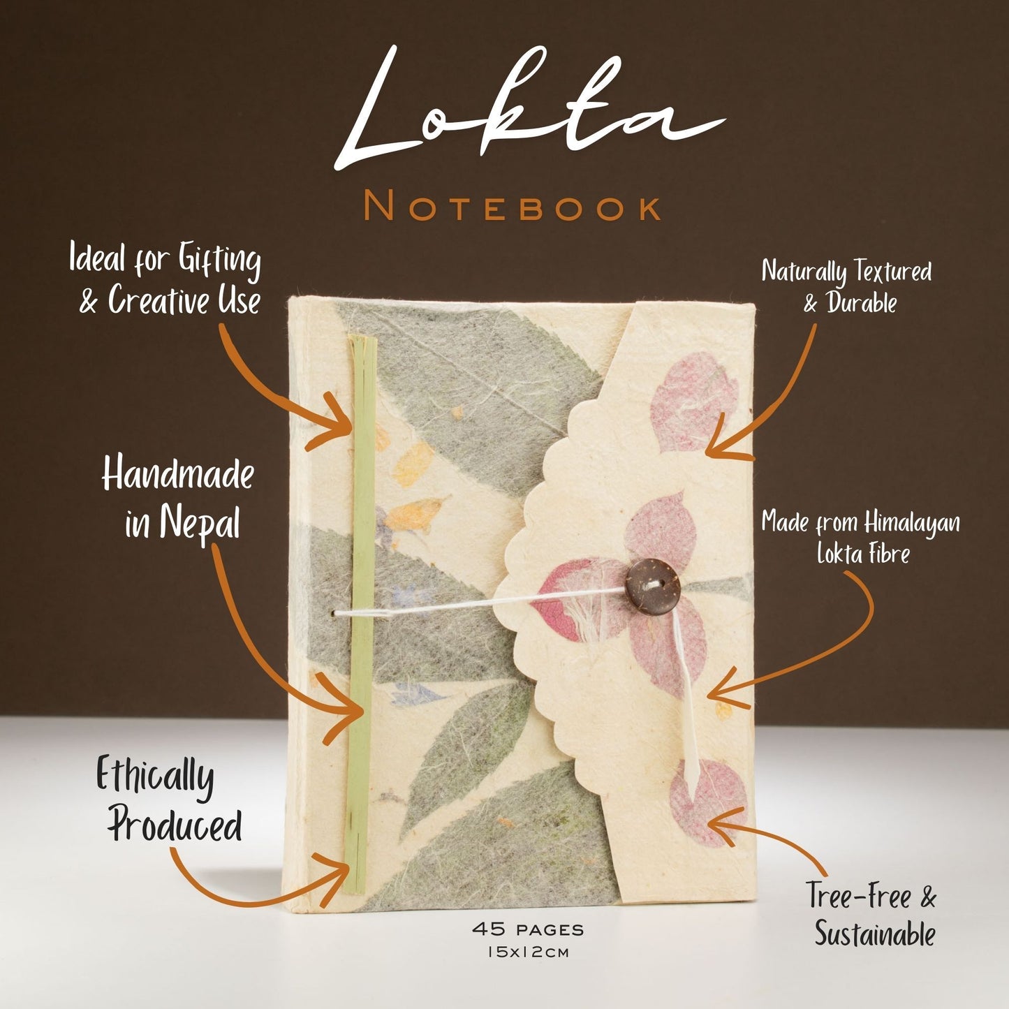 Lokta Bougainvillea Notitieboek Medium (15x12cm) – 45 pagina's