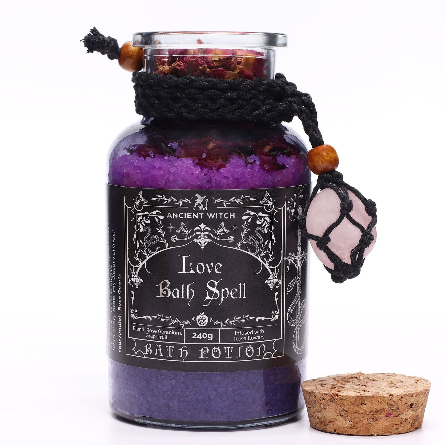 Ancient Witch Bath Spell Potion – Love | Liefde & Harmonie met Rozenkwarts Amulet