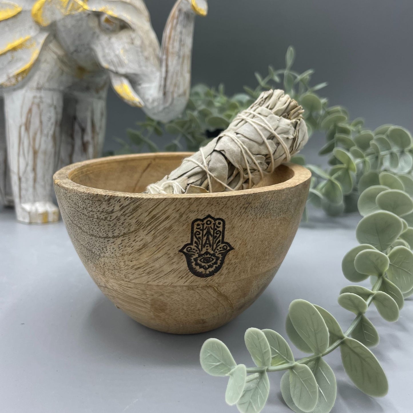 Houten Smudge & Rituele Offerkom - Hamsa 12x7cm