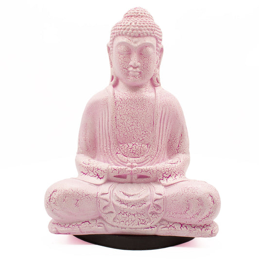 Meditatie Boeddha Lamp – Kersrood Craquelé | Ovaal Voetstuk