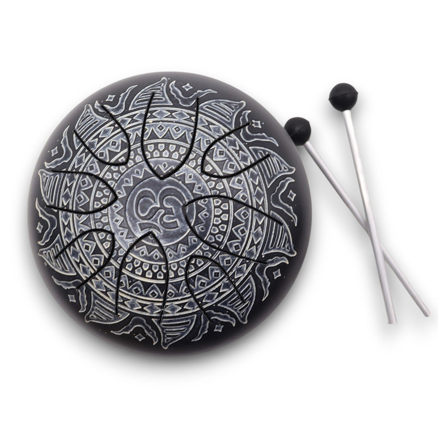 Stalen Tongue Drum – Om Mandala Gegraveerd (16 cm)