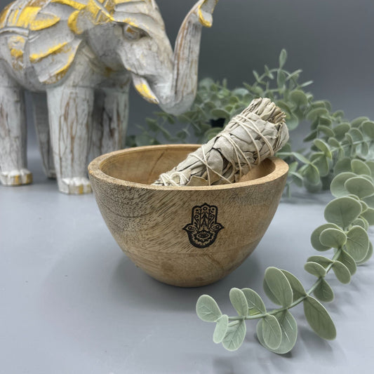 Houten Smudge & Rituele Offerkom - Hamsa 12x7cm