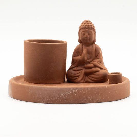 Multifunctionele Boeddha Wierookplaat - Naturel Terracotta
