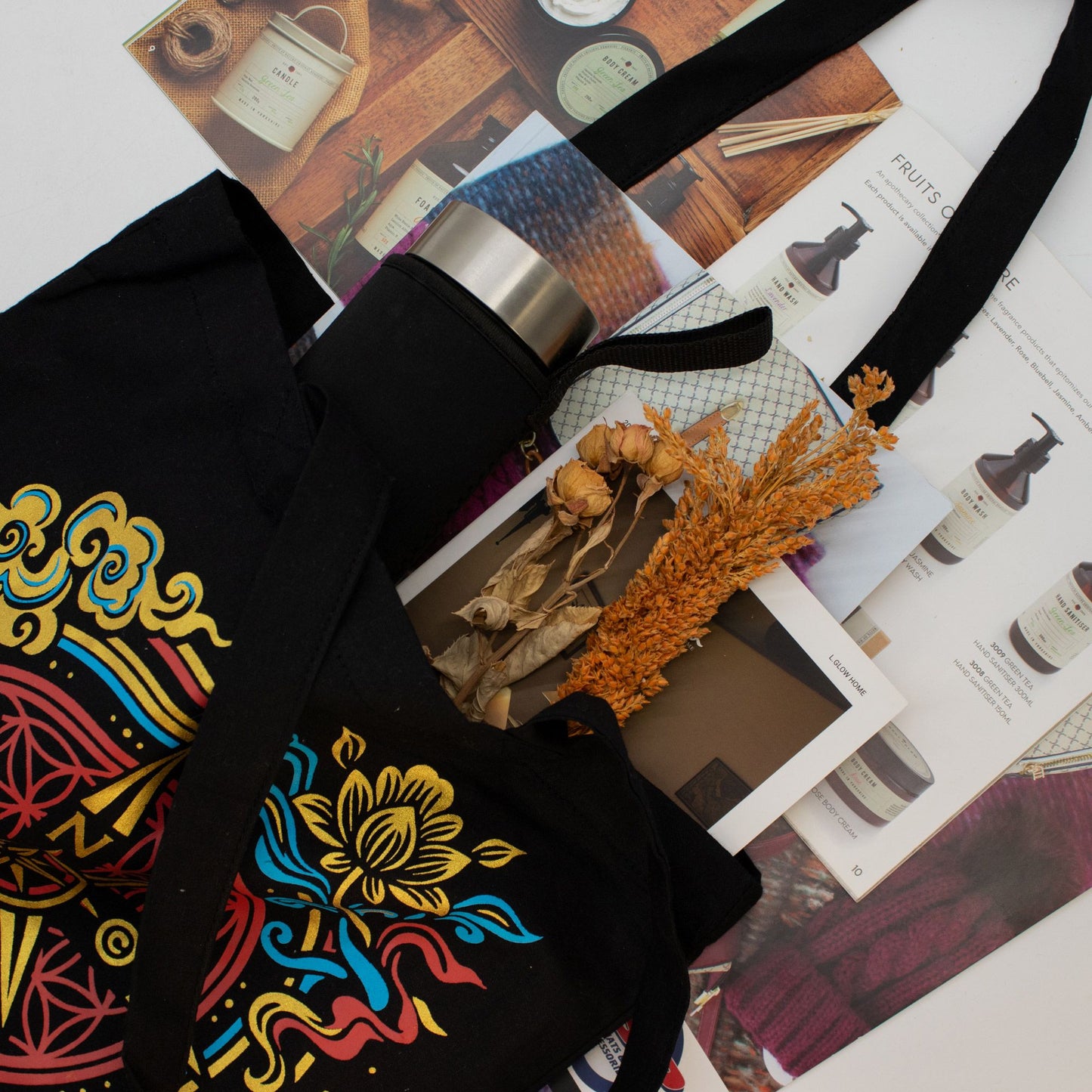 Iconic Classic Tote Bag – Compass of Life – Zwart 6oz