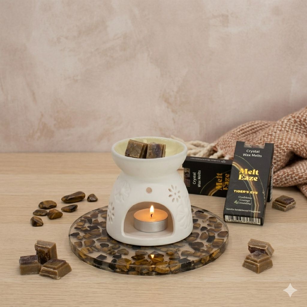 MeltEaze Tiger Eye Strength Wax Melts – Warme Huisgeur met Tijgeroog | Soul Studio M