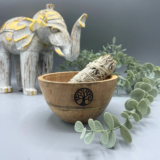 Houten Smudge & Rituele Offerkom - Levensboom 12x7cm