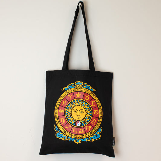 Iconic Classic Tote Bag – Zodiac Sun – Zwart 6oz