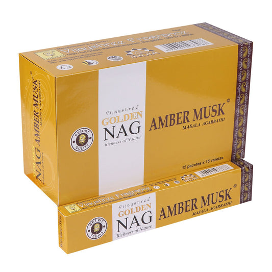 Golden Nag Wierookstokjes – Amber Musk (15g)