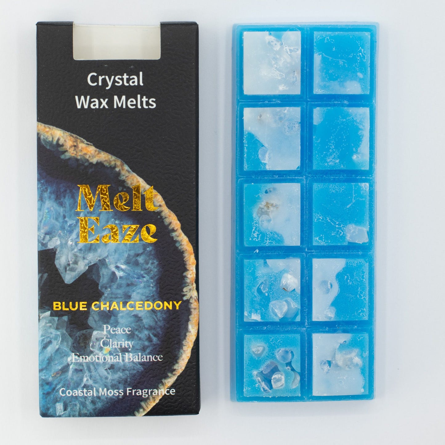 MeltEaze Aquamarine Wave Wax Melts – Frisse Huisgeur met Blauwe Chalcedoon | Soul Studio M