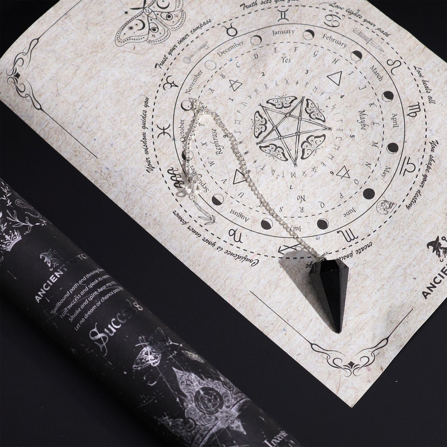 Ancient Witch Spell Wierook – Succes met Zwarte Obsidiaan Pendel