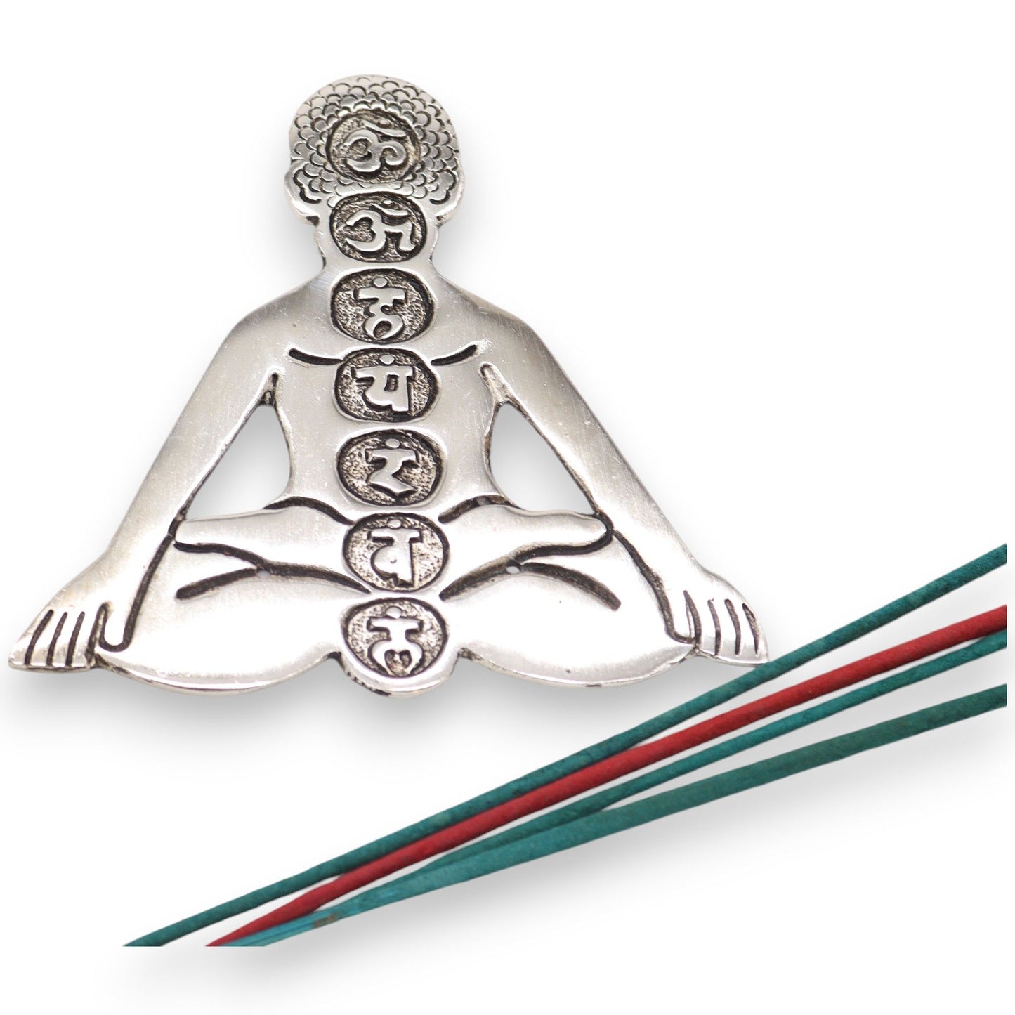 Gepolijst Aluminium 7 Chakra Yoga Wierookhouder 12x12cm