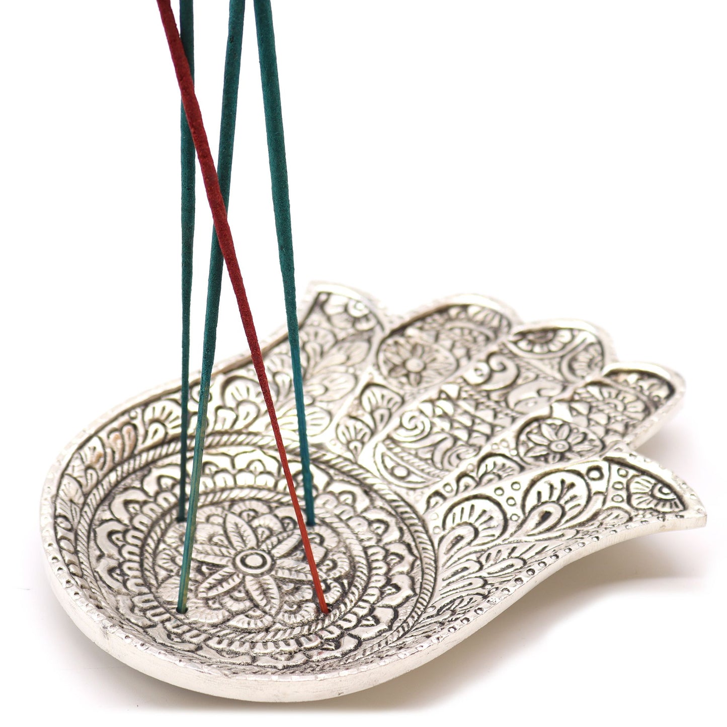 Gepolijst Aluminium Grote Hamsa Wierookhouder 18x13cm