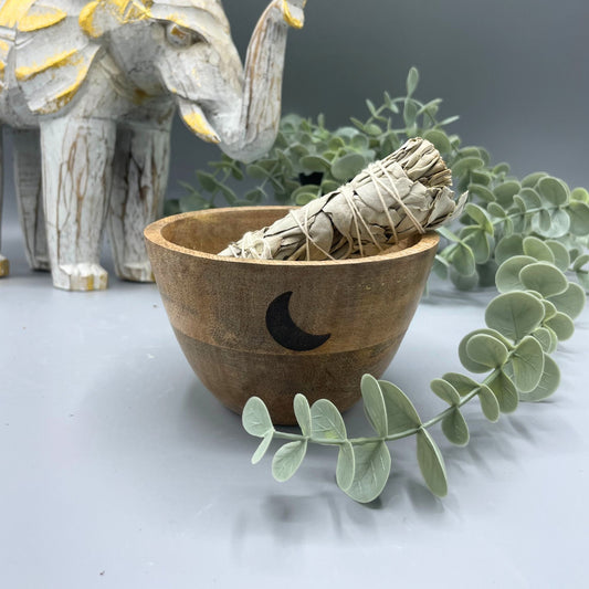 Houten Smudge & Rituele Offerkom - Drie Manen 12x7cm