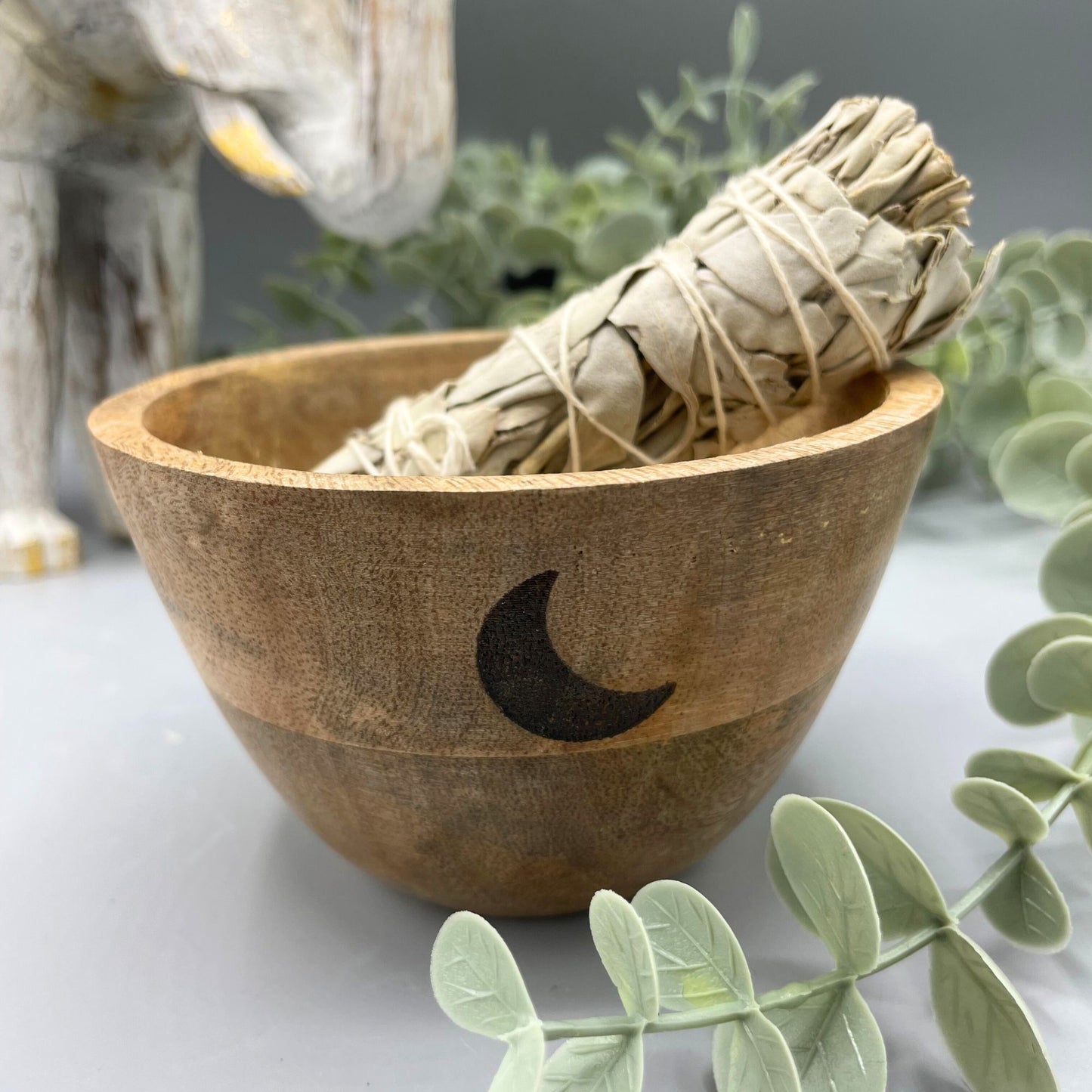 Houten Smudge & Rituele Offerkom - Drie Manen 12x7cm