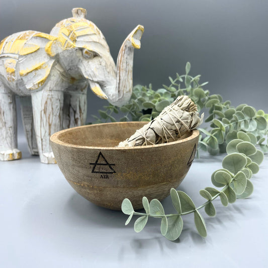 Houten Smudge & Rituele Offerkom - Vier Elementen 14x7cm