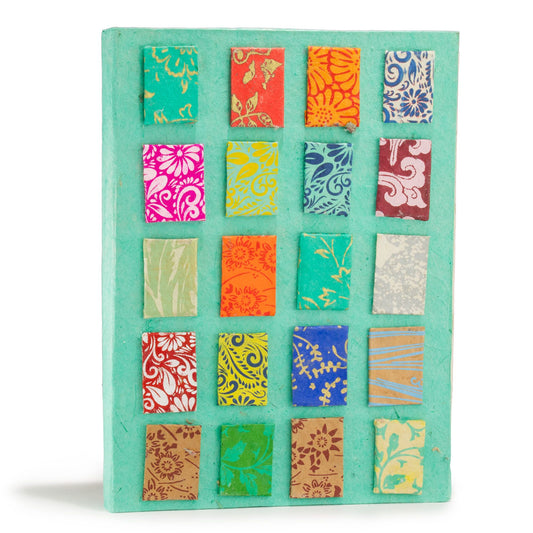 Lokta Mini Tegels Notitieboek Groot (21x15cm) – 45 pagina's – incl. boekenlegger – Teal