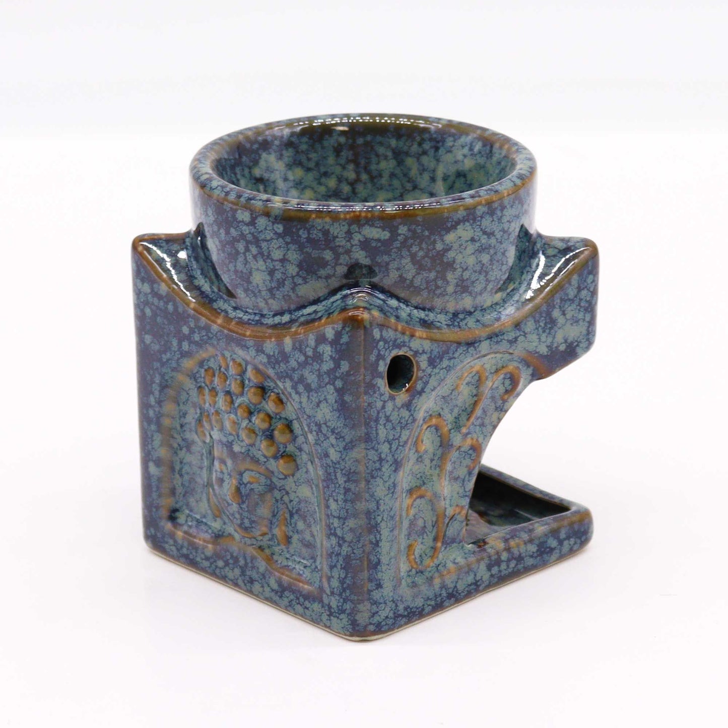 Vierkante Buddha Brander - Antiek Blauw