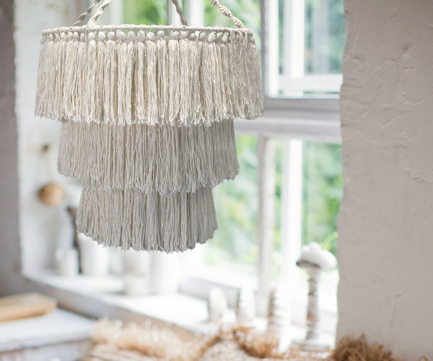 Macramé Zachte Kroonluchter – Naturel