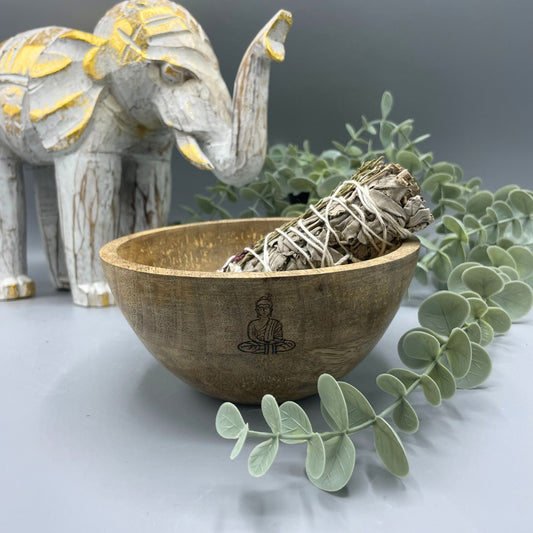 Houten Smudge & Rituele Offerkom - Boeddha 14x7cm