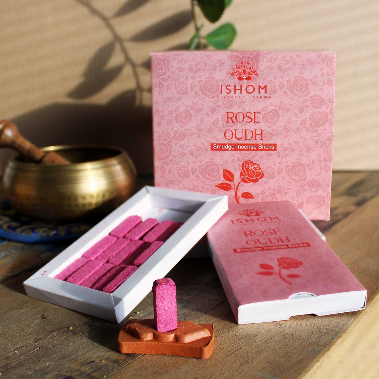 Natuurlijke Wierook Smudge Bricks met Brander – Rozenhout (15 stuks)