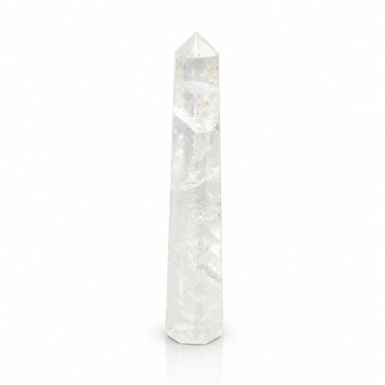 Bergkristal Obelisk Punt – Zes Vlakken (ca. 17 cm)