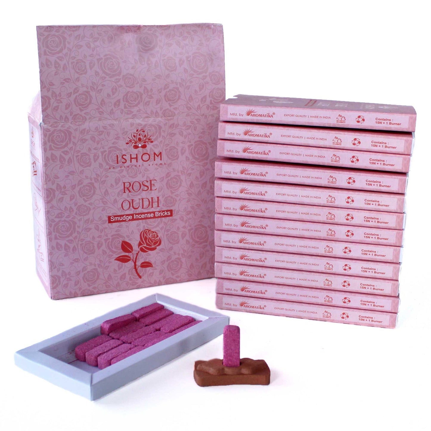 Natuurlijke Wierook Smudge Bricks met Brander – Rozenhout (15 stuks)