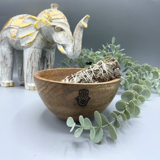 Houten Smudge & Rituele Offerkom - Hamsa 14x7cm